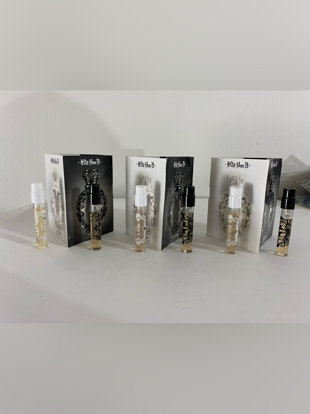 Lots of 3 Kat Von D KVD Saint & Sinner Eau De Parfum mini Spray Duo, 1.5ml/ each